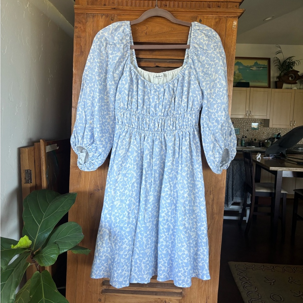 Hermoza Lala Cinched Mini Dress (blue floral)